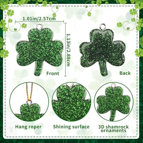 36Pcs St. Patricks Day Ornaments Mini Resin Shamrock Hanging Charms