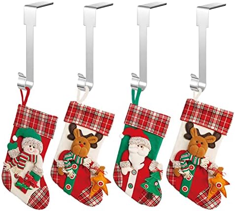 ARCHCRTC 6 Pcs Christmas Stocking Holders Mantel Hook Hangers Fireplace Hooks Hanger Christmas Stocking Hook Fireplace Hanger Grip for Christmas Party Decorations (Silver, 6)