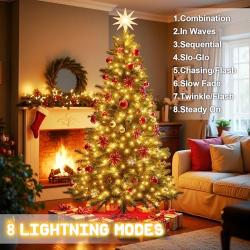Christmas Lights Outdoor Battery Operated String Lights Total 100LED 33Ft with Timer 8 Modes 16.4Ft*2 Waterproof Outdoor Indoor for Christmas Decor, Warm White, 2-Pack