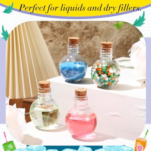 Bokon 25 Pack 1oz Plastic Mini Potion Bottles with Corks