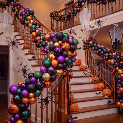 Suncalla 6ft Halloween Bead Garland Black Orange Purple Green Ball Ornament