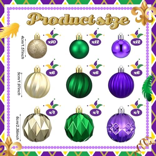 Syhood 64 Pcs Christmas Tree Decoration Ball Ornaments, Purple Green Gold