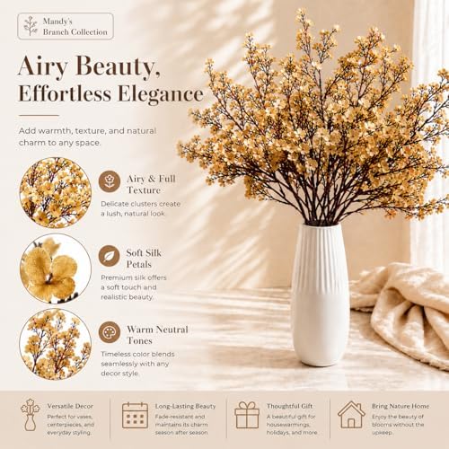 Mandy's 6 Bundles Artificial Gold Baby’s Breath Flowers