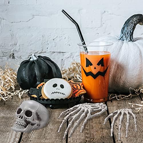 Sumind 8 Pcs Halloween Skeleton Hands Mini Skulls, Plastic Fake Decor