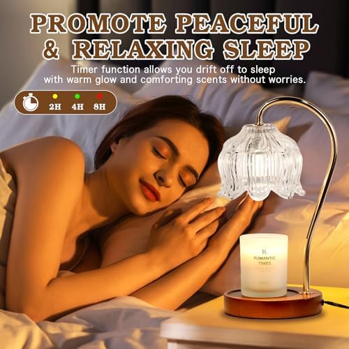 Funistree Flower Candle Warmer Lamp with Timer, Dimmable Candle Lamp Warmer, Christmas Birthday Gifts for Women Mom