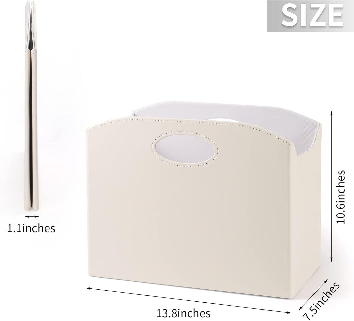 EZDeco Magazine Holder Foldable Magazine Rack Floor PU Leather File Holder Newspaper Book Storage Magazine Basket