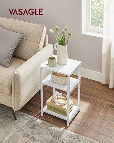 VASAGLE Side Table, Small End Table, Tall Nightstand, Steel Frame
