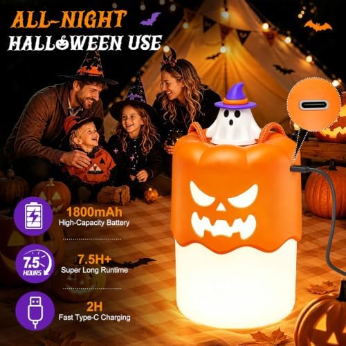 2 Pack Halloween Pumpkin Lanterns, Light Up Jack O Lantern Halloween Decor