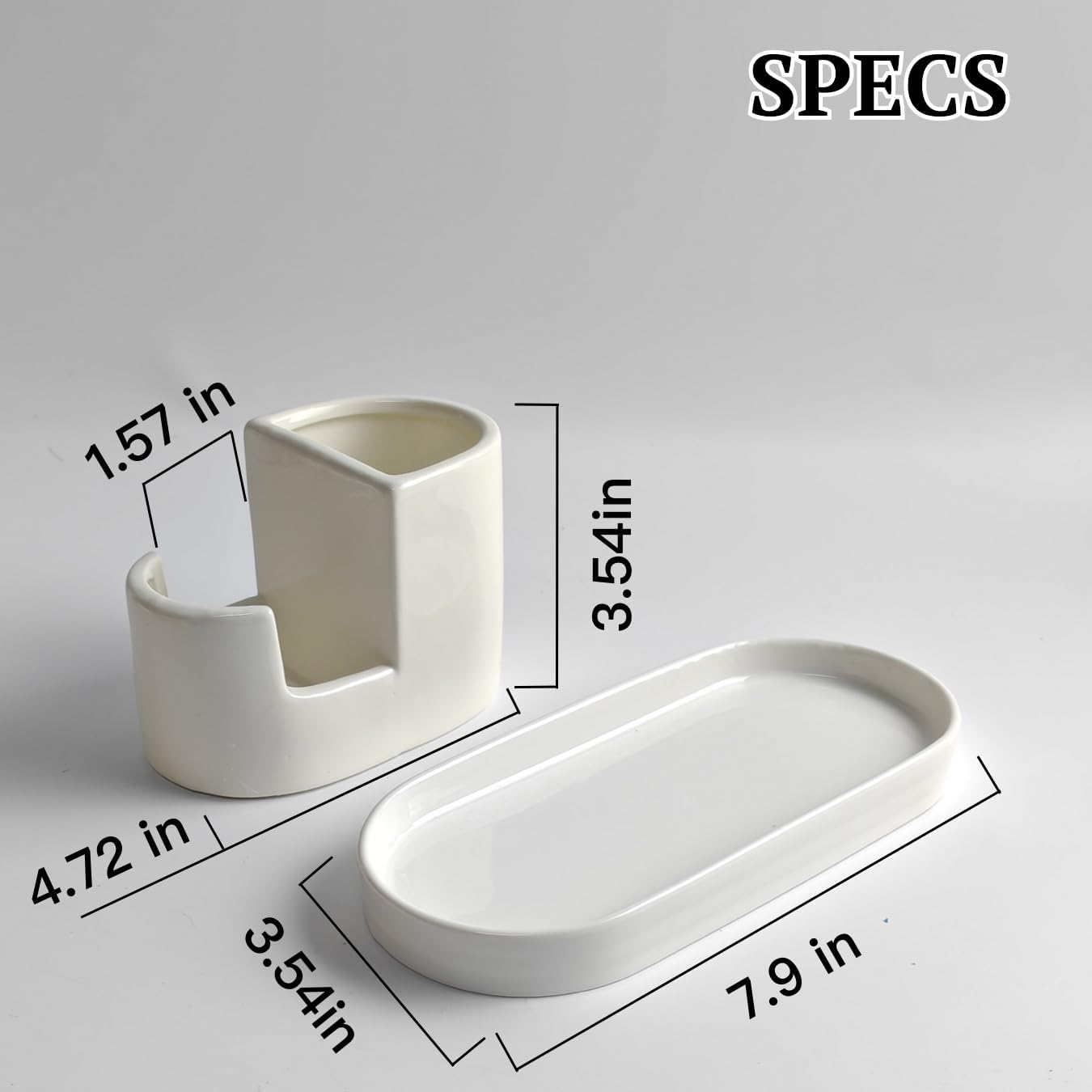 in 1 Ceramic Sponge&Brush Holder and Soap Tray Set / Shape-set / 3 Inch