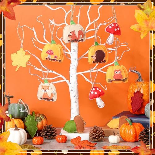 Smoothnovelty 12 Pcs Fall Felt Ornaments Thanksgiving 3D Hanging Tree Decor