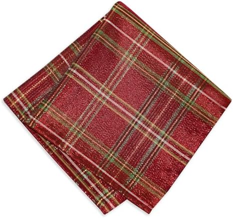 Shimmering Plaid Napkins, Set of 4, Red/Green - 17" W x 17" L