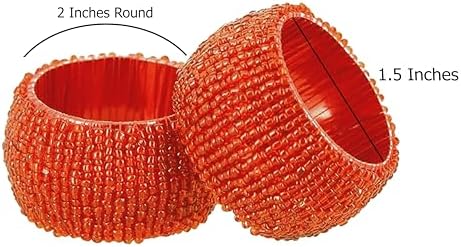 COTTON CRAFT Glitz Handmade Beaded Napkin Rings - Set of 12 - Rust