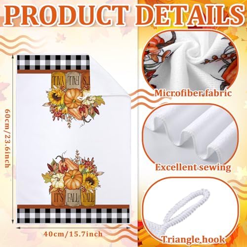 Geyoga Set of 6 Fall Kitchen Towels Autumn Dish Towels Vintage Gnomes Towel