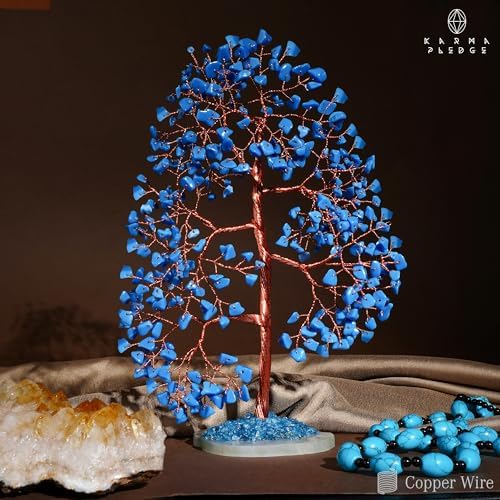 Crystal Tree of Life Birthday Gifts for Women, Men, Frineds, Handmade Turquoise Chakra Healing Tree for Home, Room