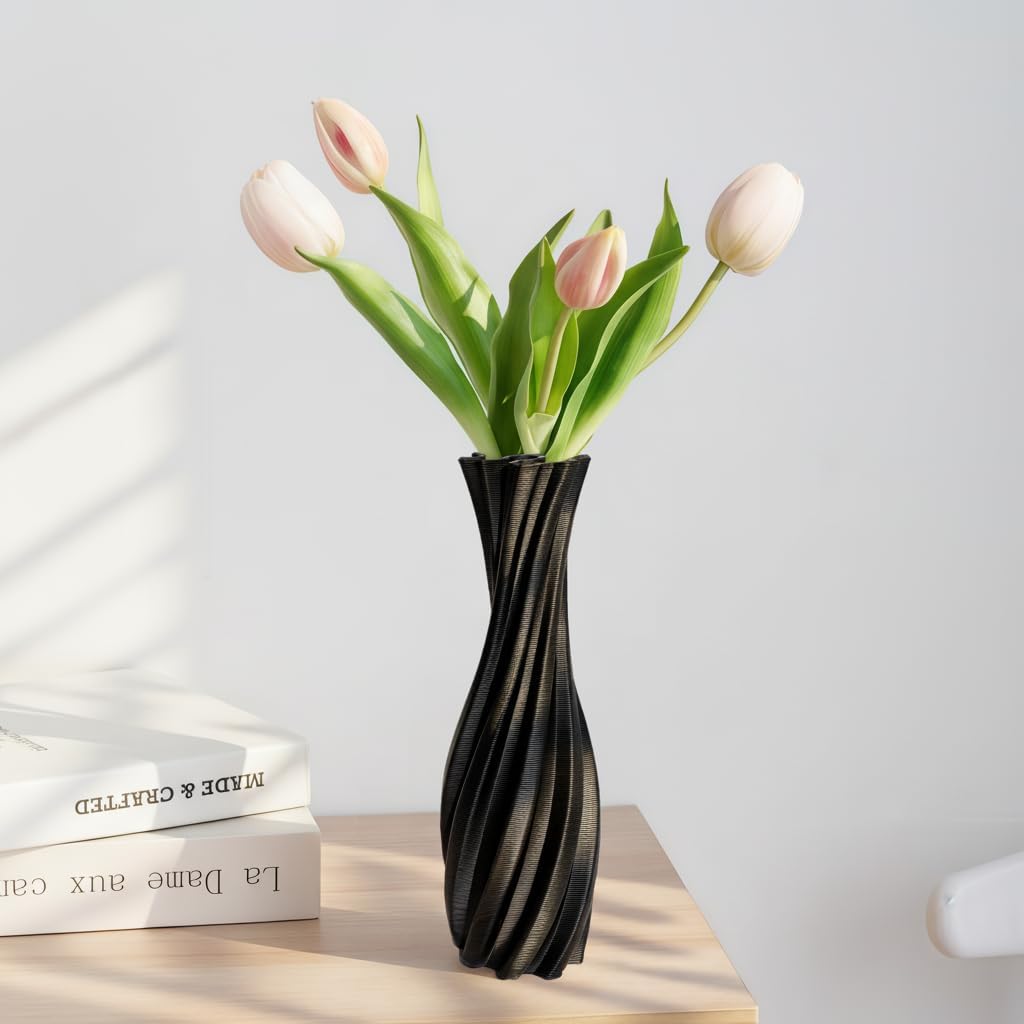 Black Ceramic Decorative Vase / Black-a, 12 Inch