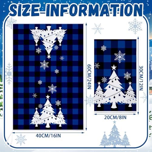 Sratte 6 Pcs Christmas Kitchen Towels Blue Black Buffalo Plaid Dish Towel