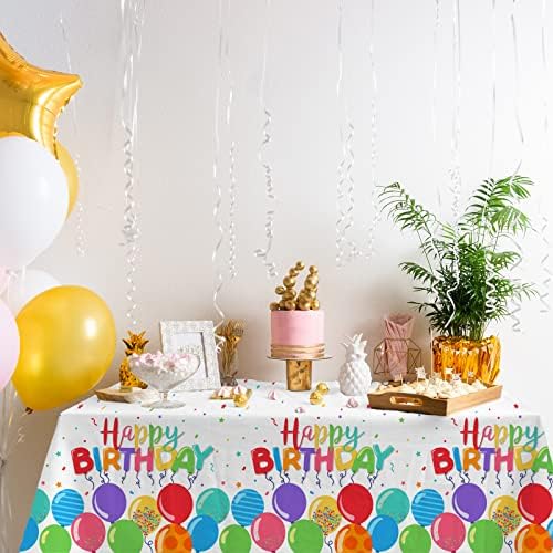 Gatherfun Birthday Disposable Tablecloth, Plastic Table Cover for Kid’s Birthday Party, 54”x108”, 3 PCS