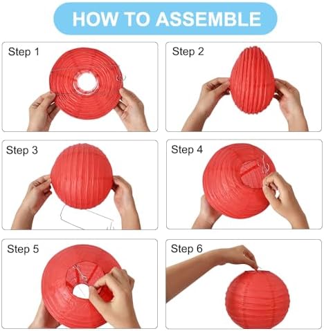 BEISHIDA Sea Mix Paper Lanterns 16Pcs 6/8/10 Inch Round Chinese Lamp
