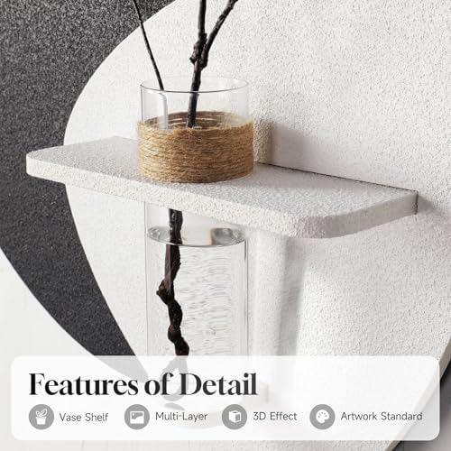 Cuspin 3D Textured Black and White Wall Art with Vase and Shelf, 1 Piece