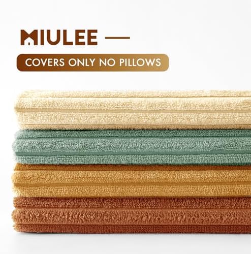MIULEE Soft Corduroy Decorative Throw Pillow Covers Orange Teal 18x18