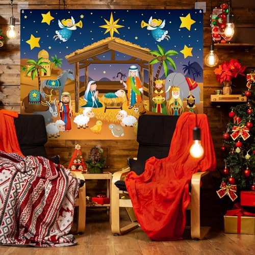 MiniInflat 35 Pcs Nativity Felt Story Board 3.4FT Christmas Wall Decor Set