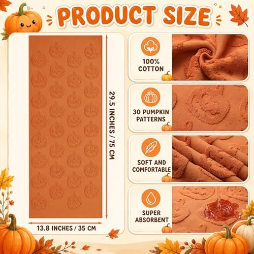 Remagr 3 Pcs Halloween Hand Towels Set for Bathroom Spooky Pumpkin Decor