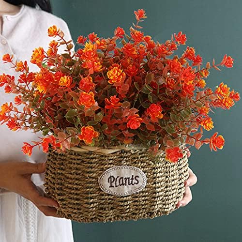 RECUTMS Artificial Fall Mums Flowers No Fade Faux Autumn Plants Outdoor 8Pc
