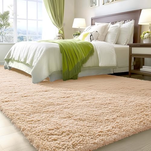 OLANLY 10x14 Machine Washable Large Area Rugs for Living Room, Bedroom, Soft Fluffy Shaggy Bedside Rug, Indoor Floor