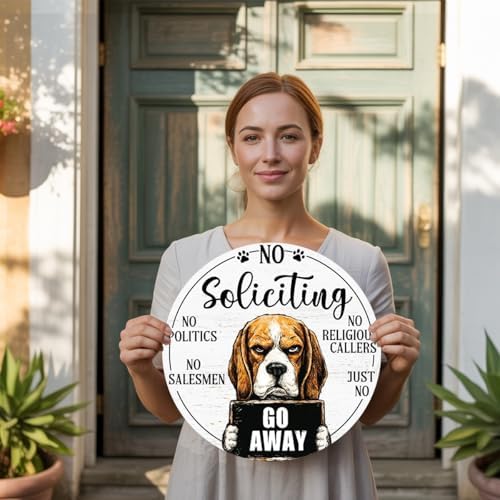 Beagle Dog Gifts No Soliciting Sign for House Front Door, Don't Knock or Ring Doorbell Sign for Dog Lover