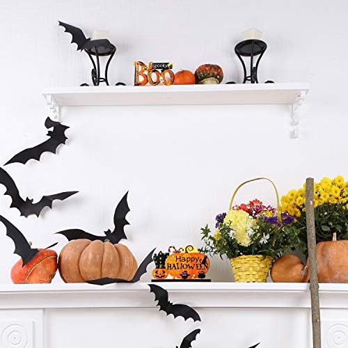 Blulu 3 Pcs 3 Pcs Halloween Decor Indoor Wood Table Sign, Boo