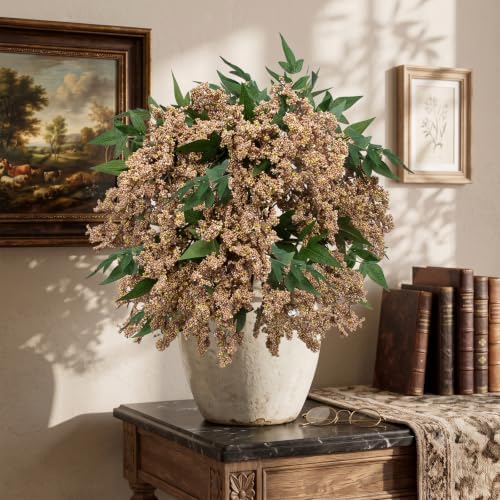 Daynight 4 Pcs Artificial Berry Stem for Vase, 40In Faux Nandina Branches Fall Floral Picks Fake Realistic Berry Spray for Wedding Autumn Farmhouse Home Decor (4, White, 40Inch)