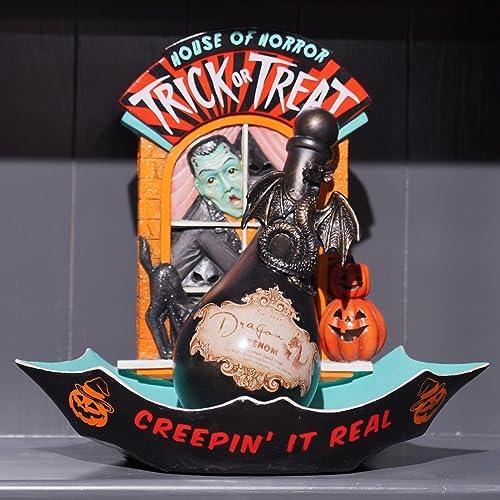 Braxio Halloween Home Decor Potion Bottles - Resin Black Bad Dragon Halloween Potion Bottles Gothic Decor Decorative Bottles Room Decor Aesthetic for Day of The Dead 4.25 * 4.25 * 9.5 Inch