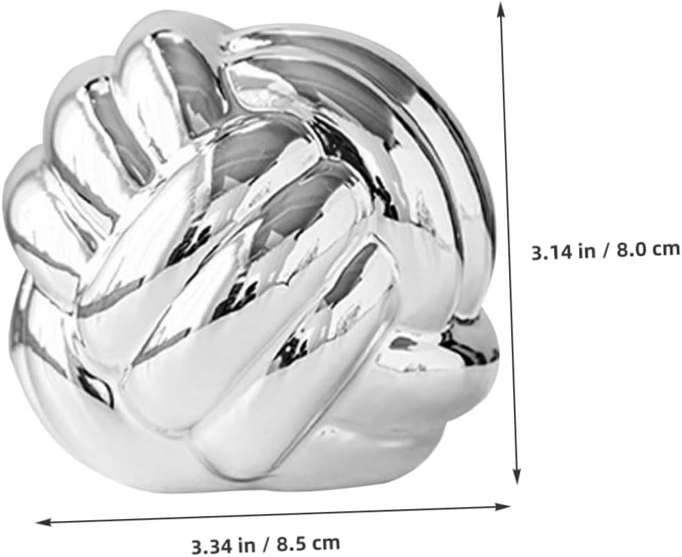 Nordic Style Ceramic Knot Statue Elegant Twisted Line Ornament / Silver / 8.50 x 8.00 x 8.00 / CM