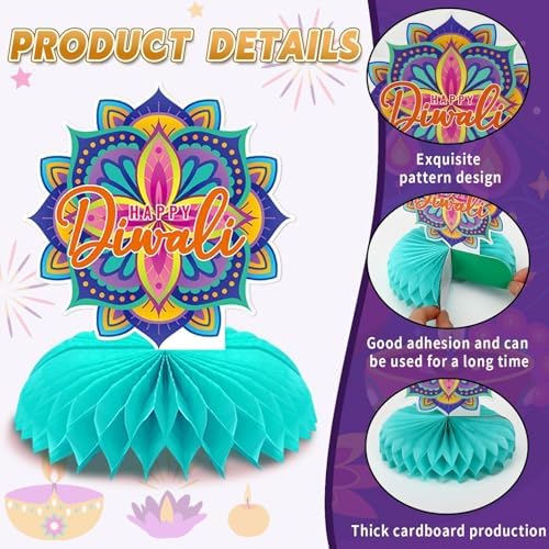 10Pcs Diwali Honeycomb Centerpieces for Indian Party Decoration