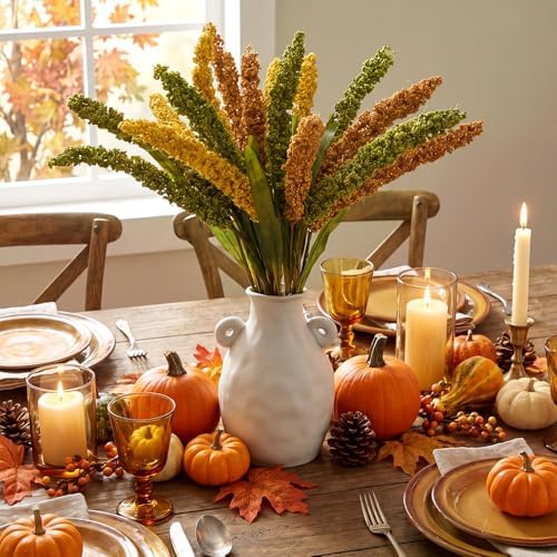 3 Pcs Fall Stems for Vases Artificial Grain Ear Stems Faux Fall Flowers
