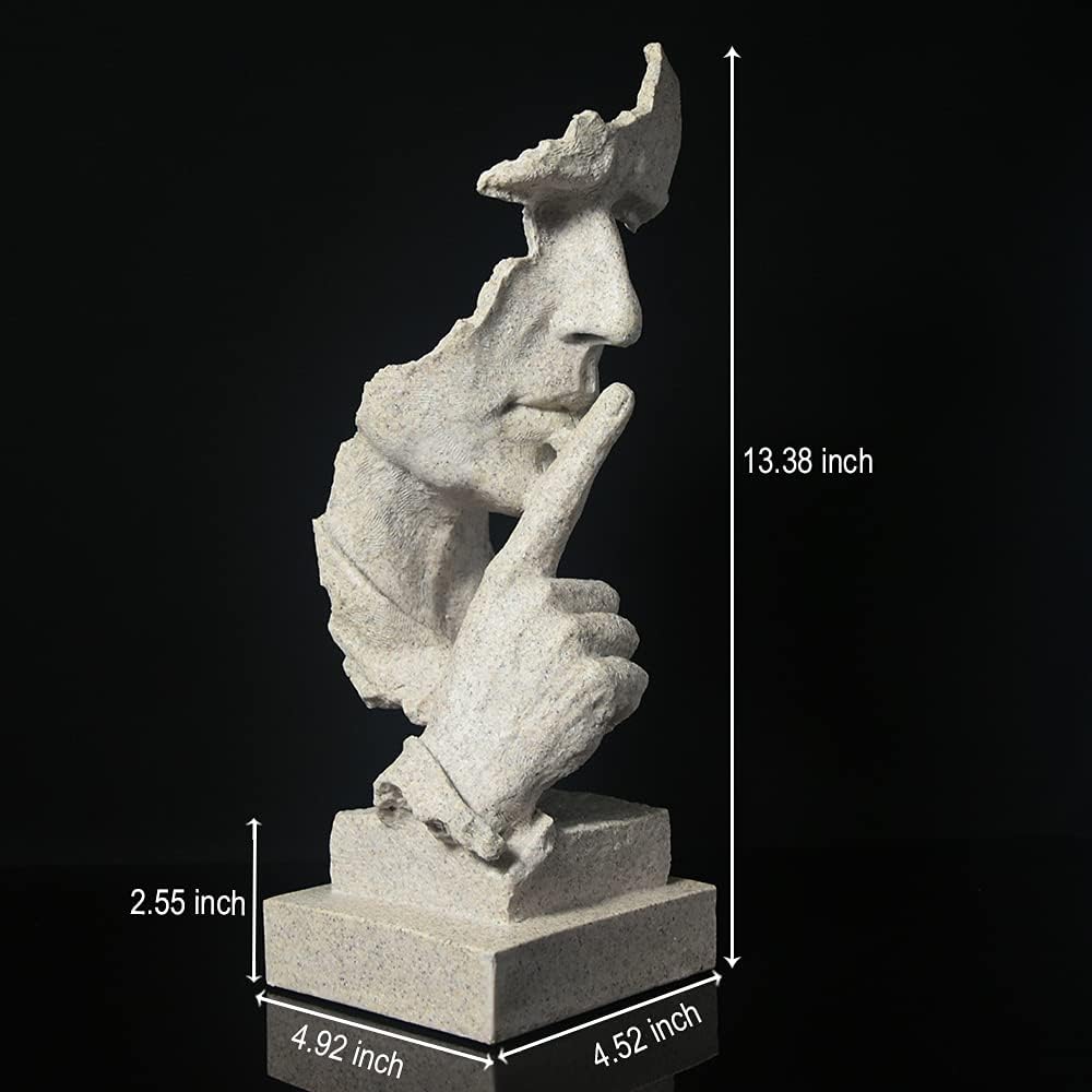 Silence is Modern Decor Creative Abstract Art Figurine Resin Sculptures / Sandstone / Gold