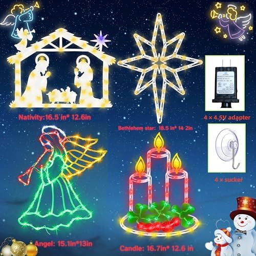 TRWYMZ Christmas Decorations - 16" Christmas Window Silhouette Lights