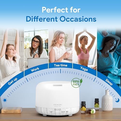 ASAKUKI Essential Oil Diffuser for Home, 500ML Aromatherapy Humidifier