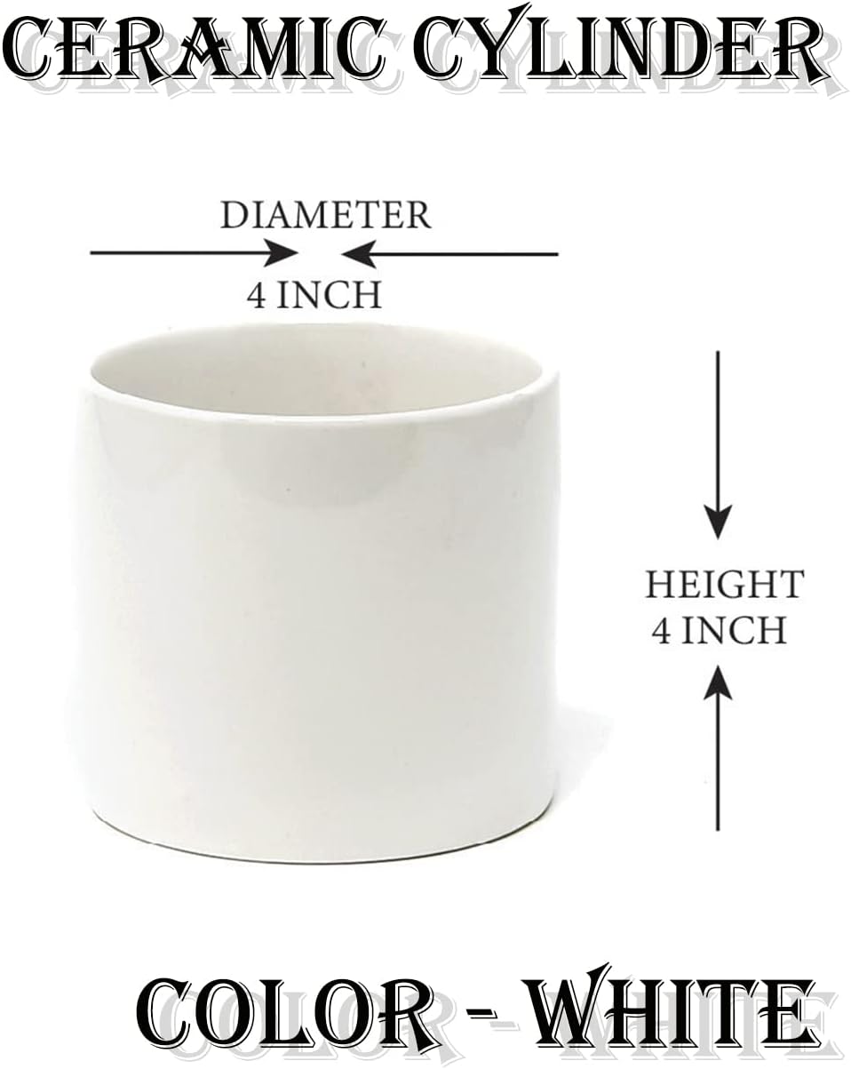 Glossy Ceramic Cylinder Vase / Small / White