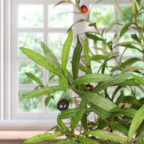 FEELEAD 5FT Artificial Olive Tree with Realistic Leaves & Natural Trunk