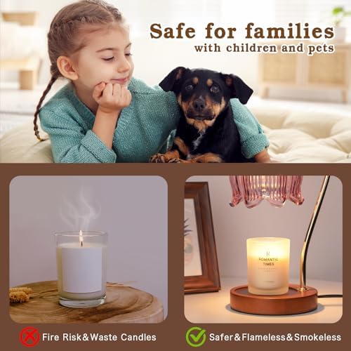 Funistree Flower Candle Warmer Lamp with Timer, Dimmable Candle Lamp Warmer, Christmas Birthday Gifts for Women Mom