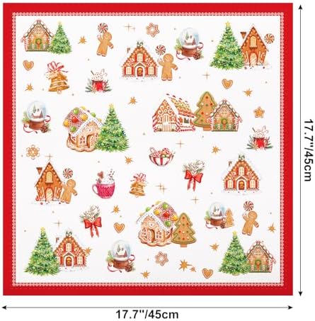 Christmas Gingerbread Cotton Cloth Napkins, 18×18 in, Set of 12