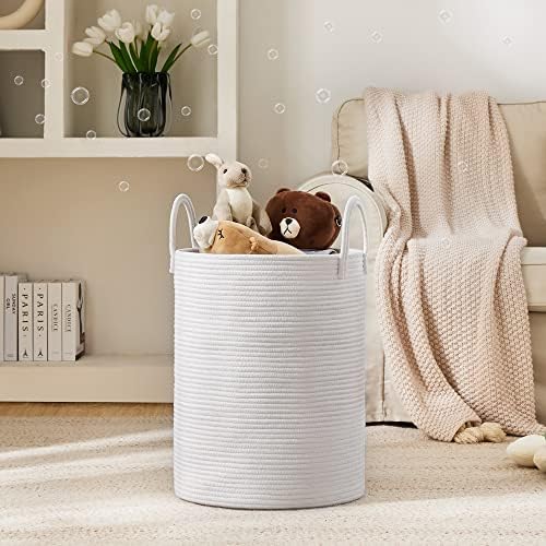 Woven Rope Laundry Hamper Basket by YOUDENOVA, 58L Tall Laundry Basket, Baby Nursery Hamper for Blanket Storage
