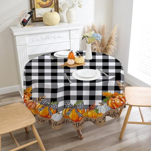 Fall Round Tablecloth 60 inches - Fall Decorations for Home