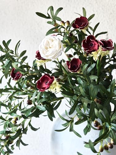 MISSPIN Artificial Flowers with Greenery Stems Faux Plants Indoor Branches for Tall Vase Ultra-Realistic, 12 Pcs Wedding Centerpieces, Home Decor & DIY Bouquets