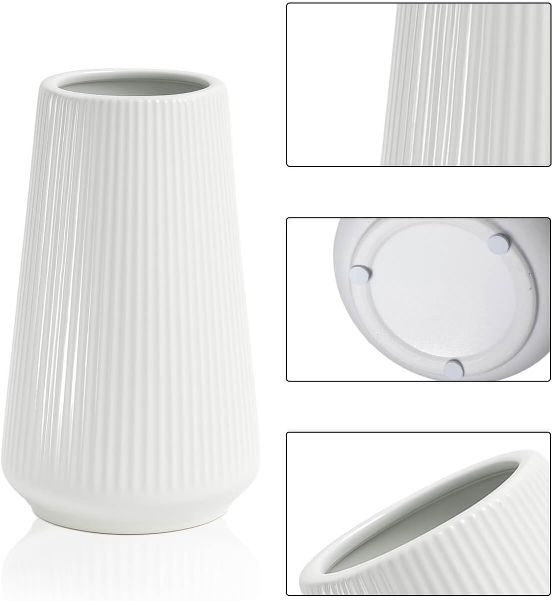 Modern Vase / Ceramic Vase / White01 / White / 8 Inch