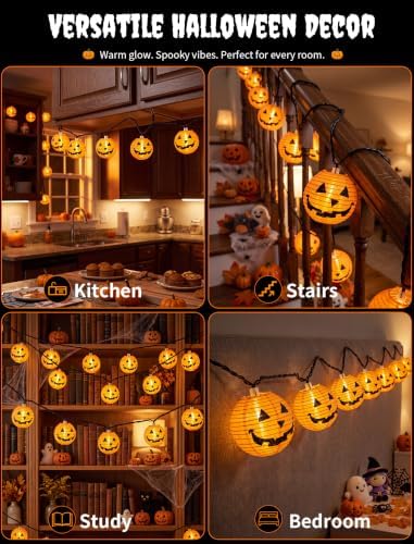 Pumpkin Lantern 8.5FT 10 Pumpkin String Lights for Halloween Decor