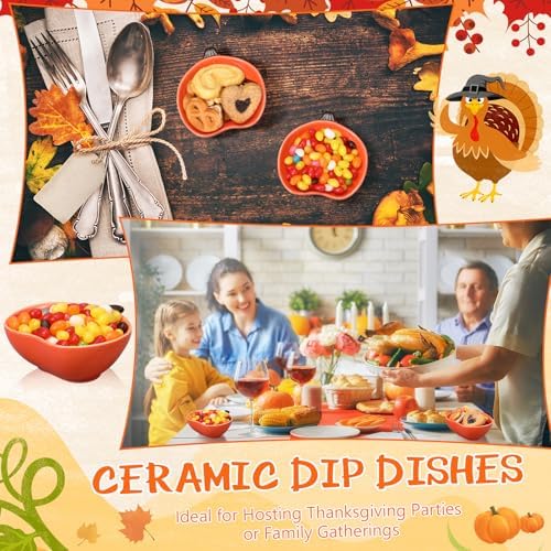 16 Pcs Fall Ramekins 6 oz Oven Safe Pumpkin Ceramic Ramekins Small Creme Dishes Dipping Pumpkins Baking Dish Thanksgiving Pumpkin Shaped Bowl Plates for Kitchen Party Snack Serving Dip Sauce Condiments