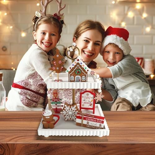 Gingerbread Christmas Decorations 8 PCS Tiered Tray Decor Set