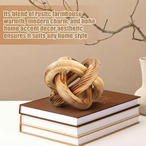 Yalikop 3 Link Wood Knot Decor Rustic Table Shelf Accents, Burnt